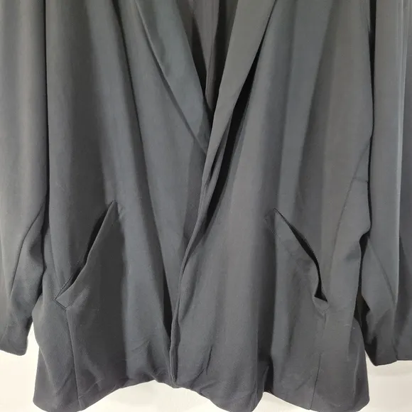 TORRID black open front jersey knit longline office career casual blazer jacket