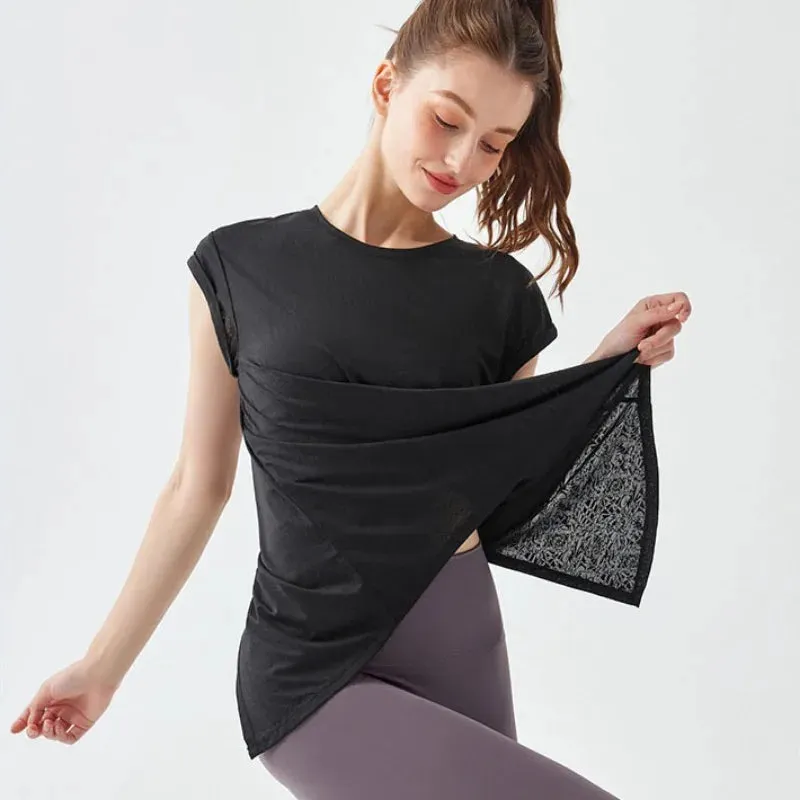 Translucent Open-Back Yoga Vest Women - Loose-Fit Moisture-Wicking Sleeveless Shirt for Running Fitness