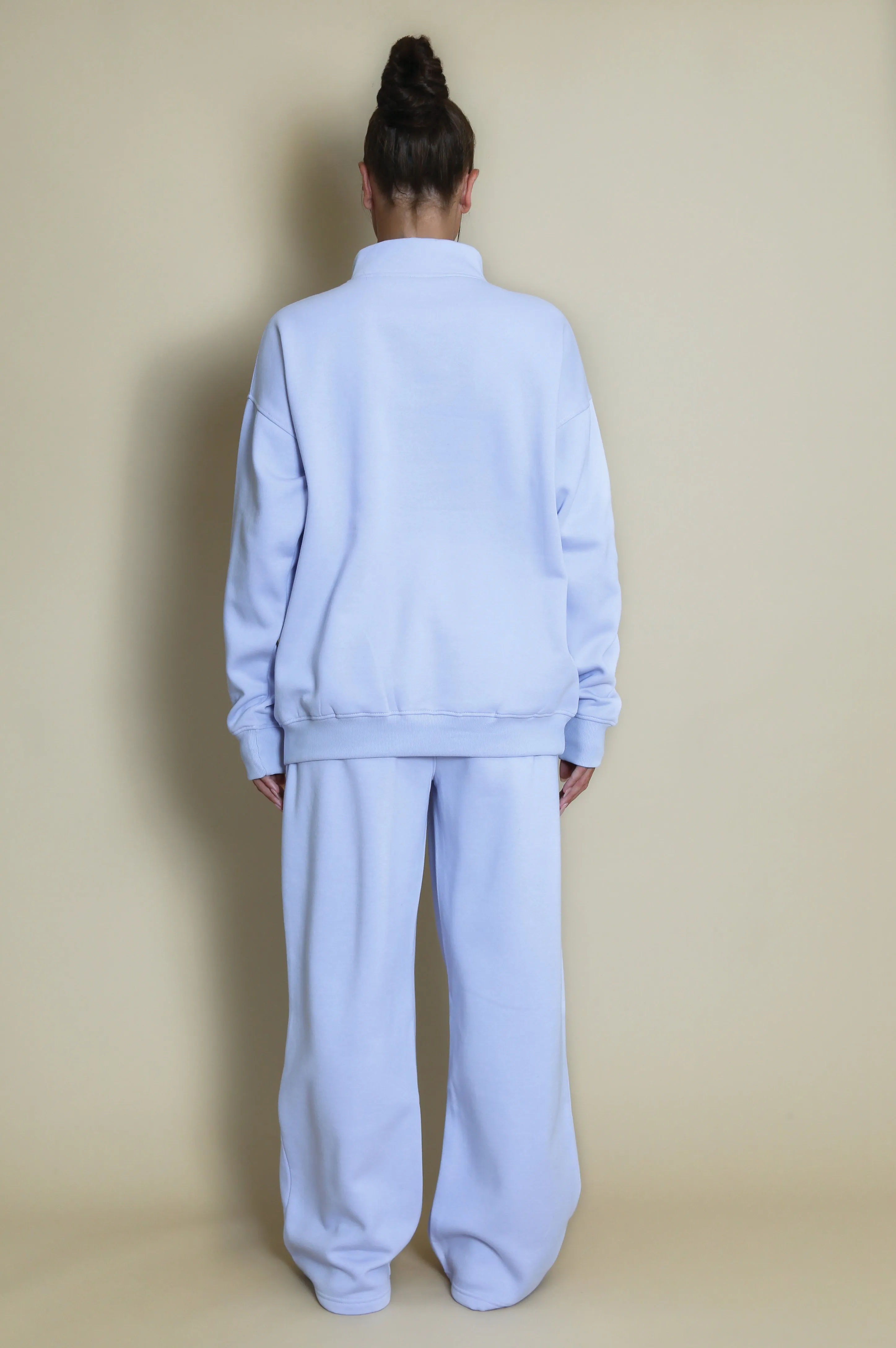 Tres Bien Half Zip Relaxed Fit Sweatshirt In Lilac