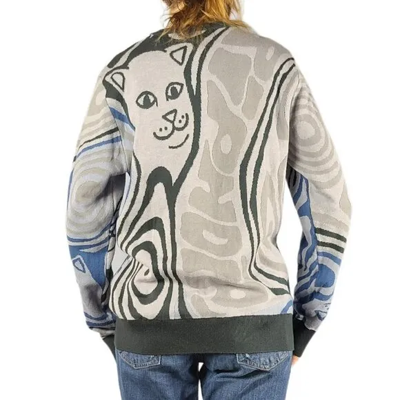 Trippy Psycadelic Rip N Dip Cat Sweater