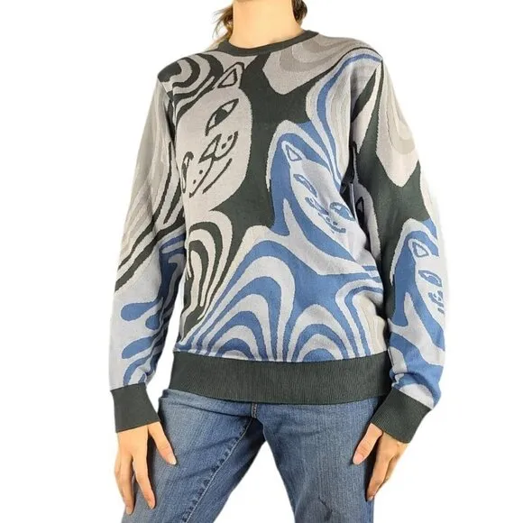 Trippy Psycadelic Rip N Dip Cat Sweater