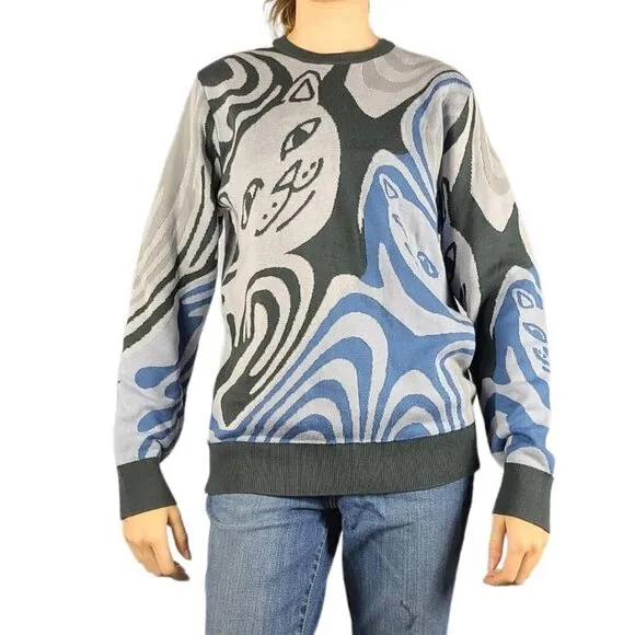 Trippy Psycadelic Rip N Dip Cat Sweater
