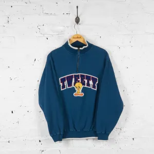 Tweety Pie Warner Bros 1/4 Zip Sweatshirt - Blue - S