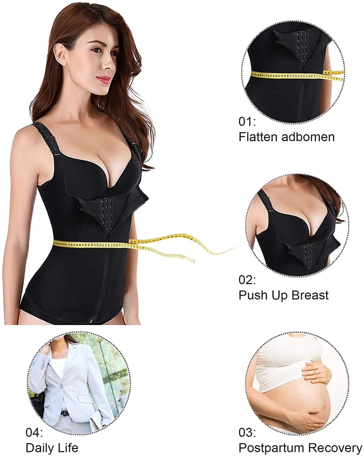 Ursexyly Women's Waist Trainer Corset Sweat Sauna Suits Tummy Control Body Shaper Tank Tops Workout Sports Girdles Shapewear, Black - Size 2XL
