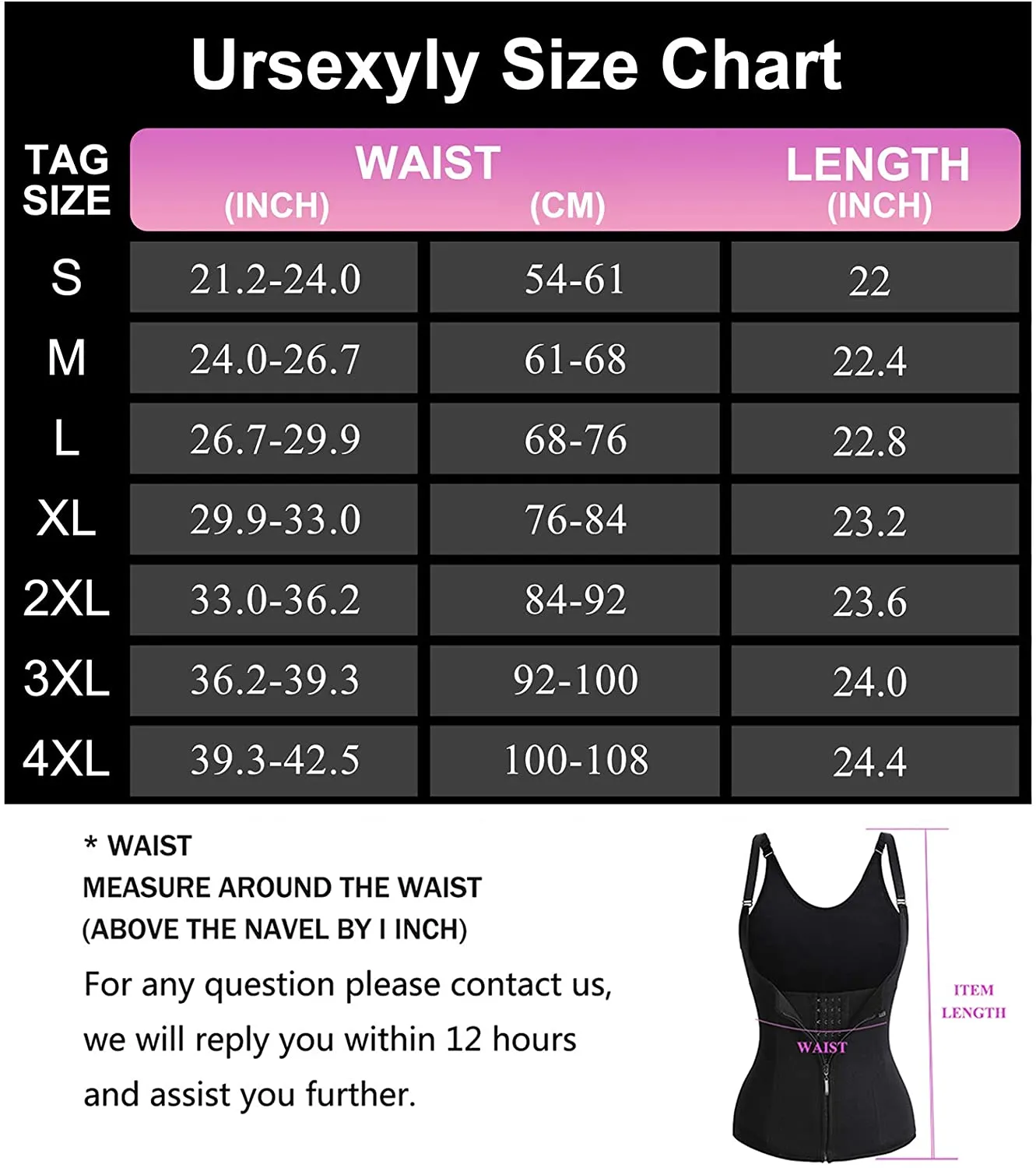 Ursexyly Women's Waist Trainer Corset Sweat Sauna Suits Tummy Control Body Shaper Tank Tops Workout Sports Girdles Shapewear, Black - Size 2XL