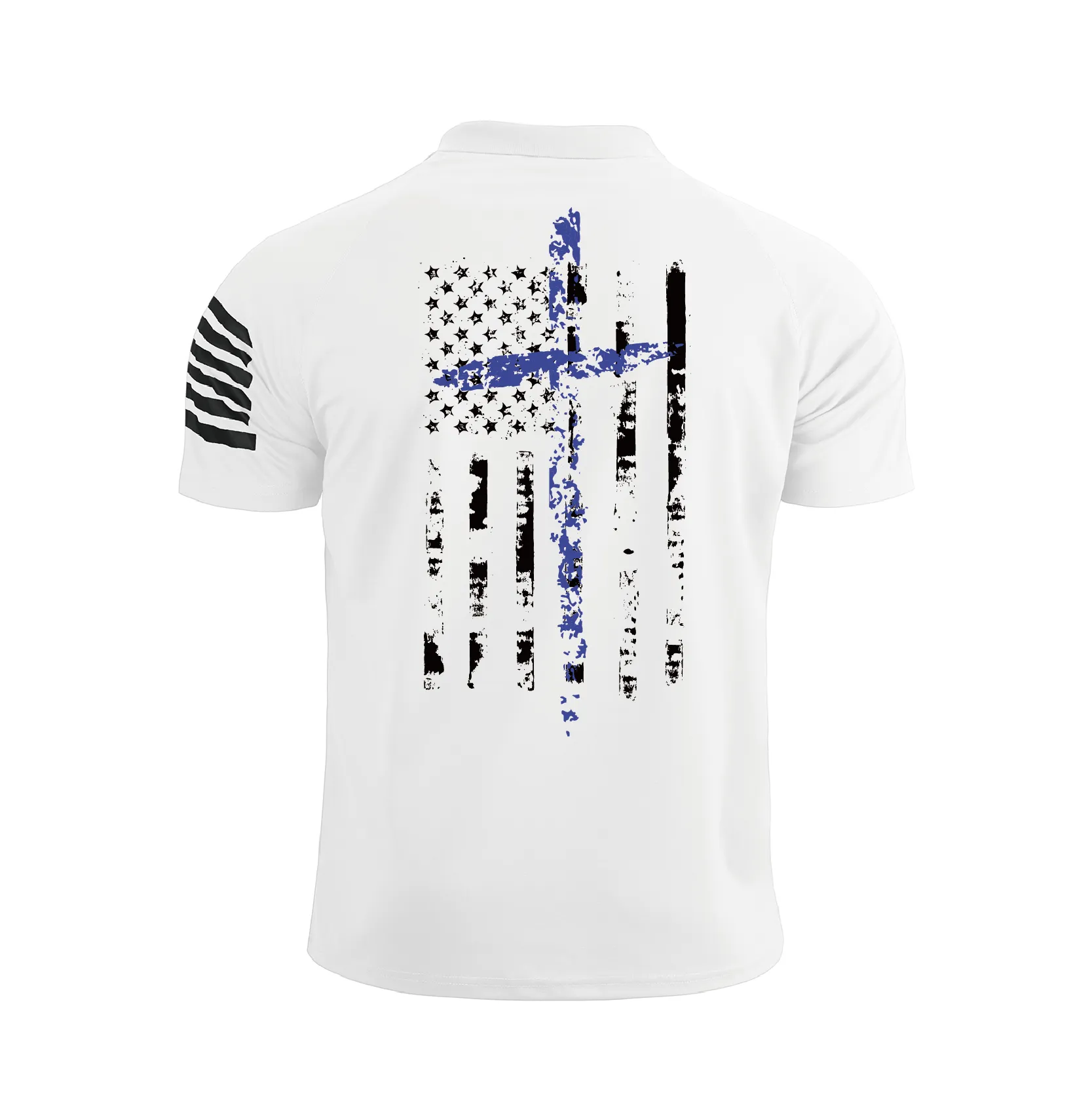 USA FLAG 1/4 BUTTON RAGLAN GRAPHIC POLO SHIRT