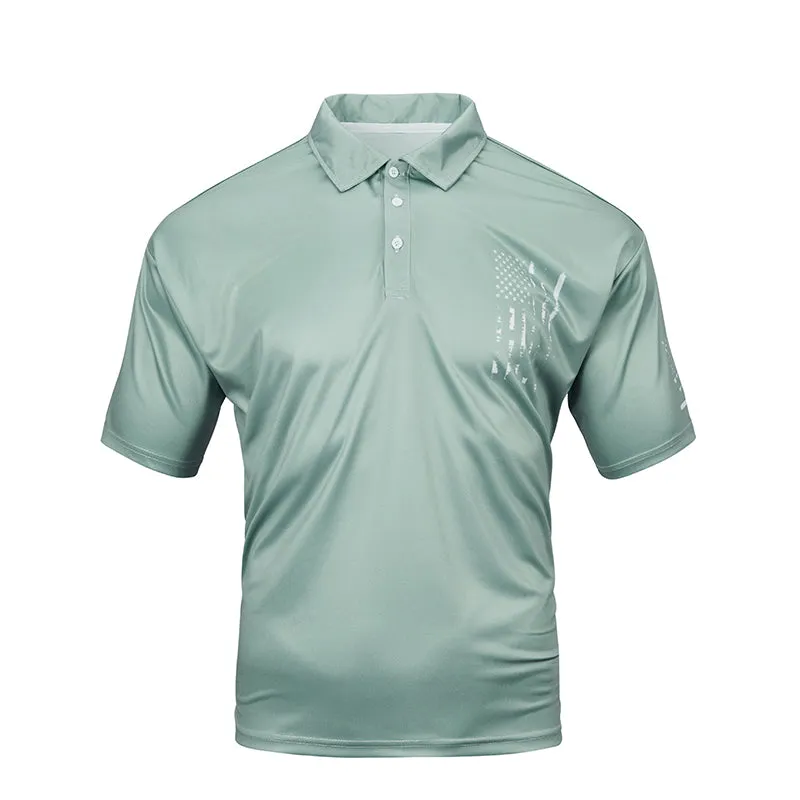 USA FLAG CROSS 1/4 BUTTON POLO SHIRT