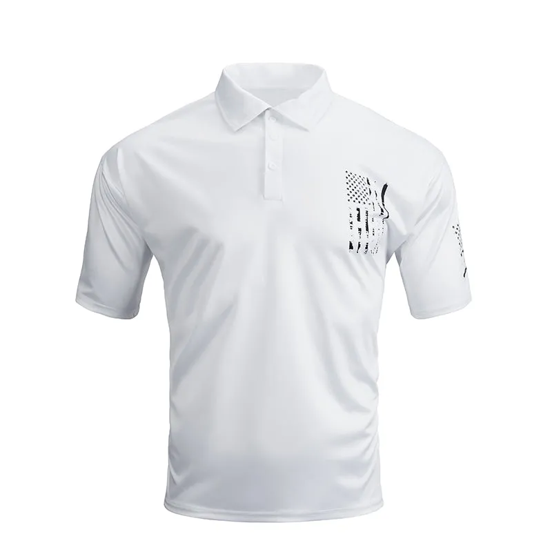 USA FLAG CROSS 1/4 BUTTON POLO SHIRT