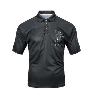 USA FLAG CROSS 1/4 BUTTON POLO SHIRT