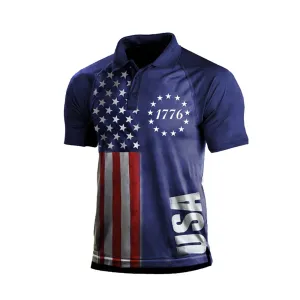 USA FLAG GRAPHIC POLO SHIRT