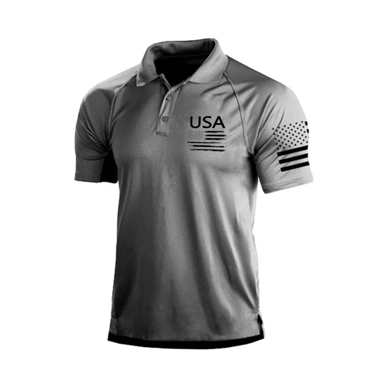 USA FLAG RAGLAN GRAPHIC POLO SHIRT