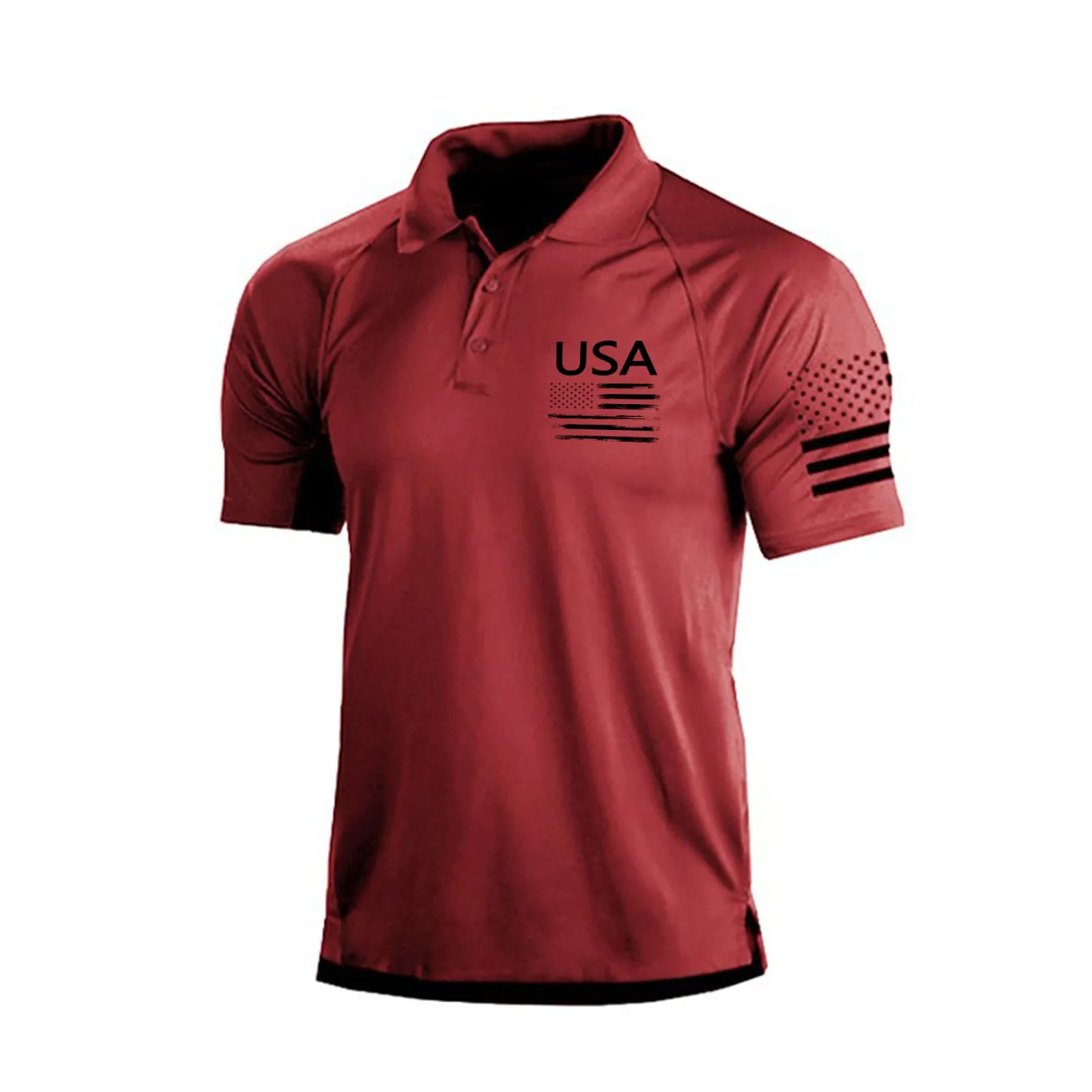 USA FLAG RAGLAN GRAPHIC POLO SHIRT