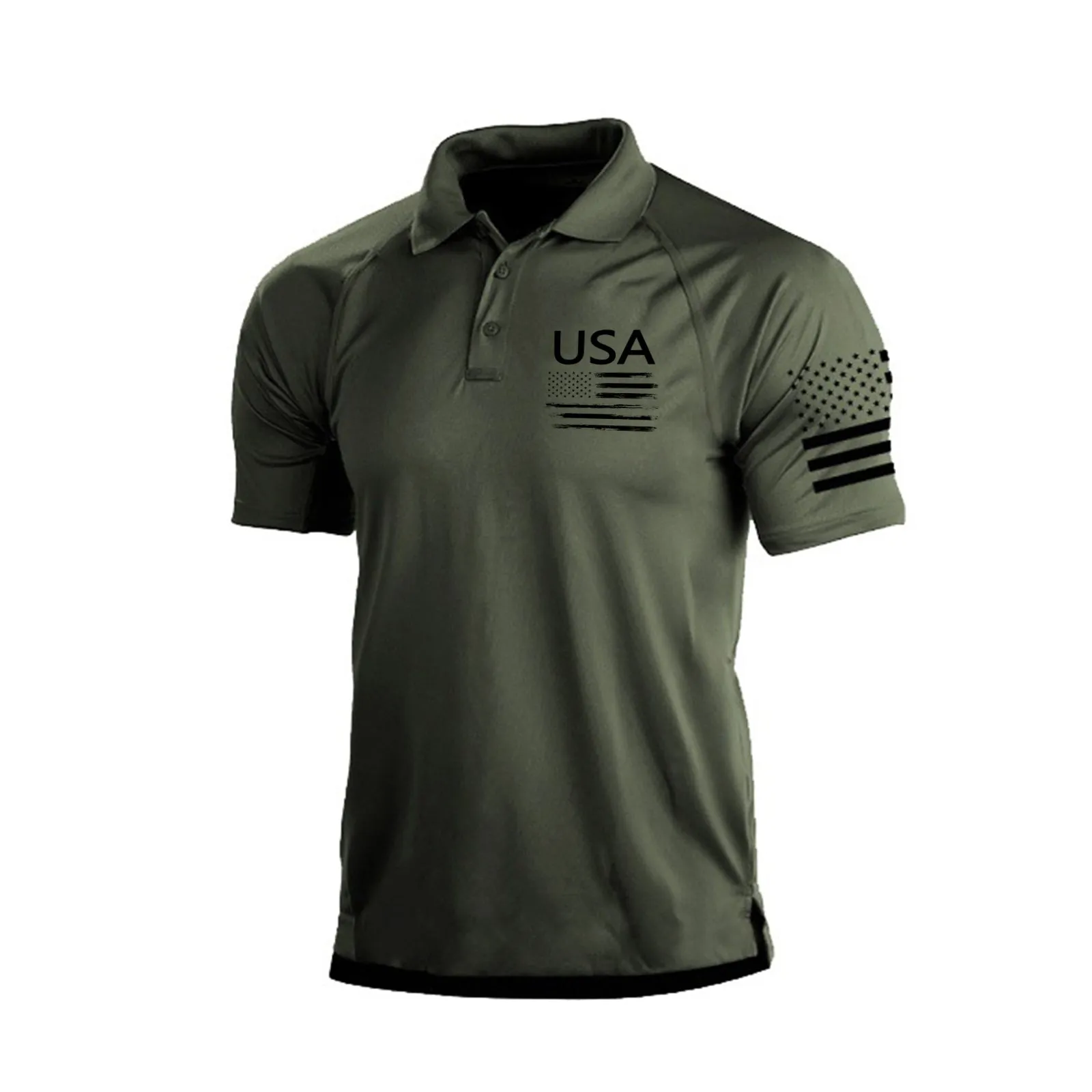USA FLAG RAGLAN GRAPHIC POLO SHIRT