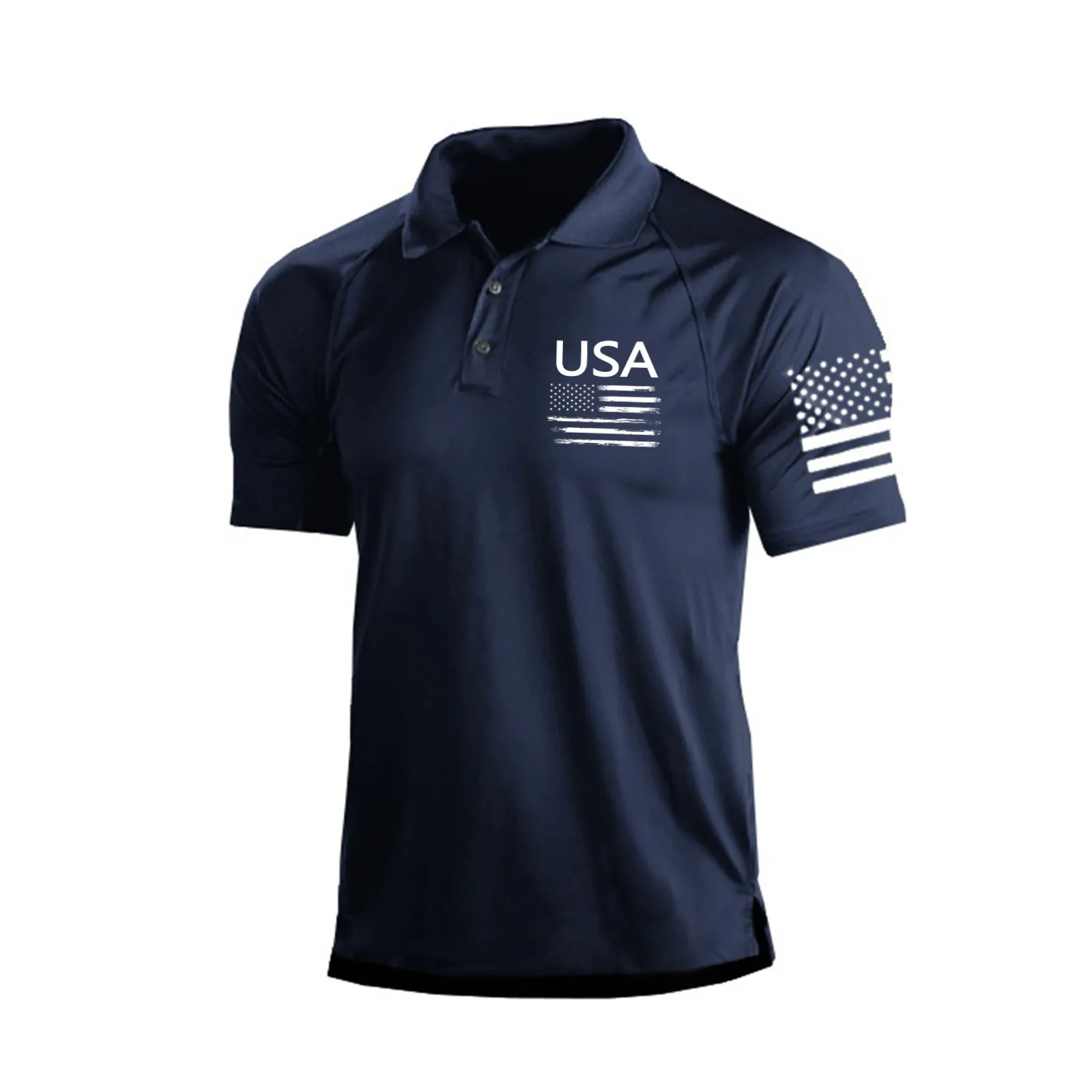 USA FLAG RAGLAN GRAPHIC POLO SHIRT