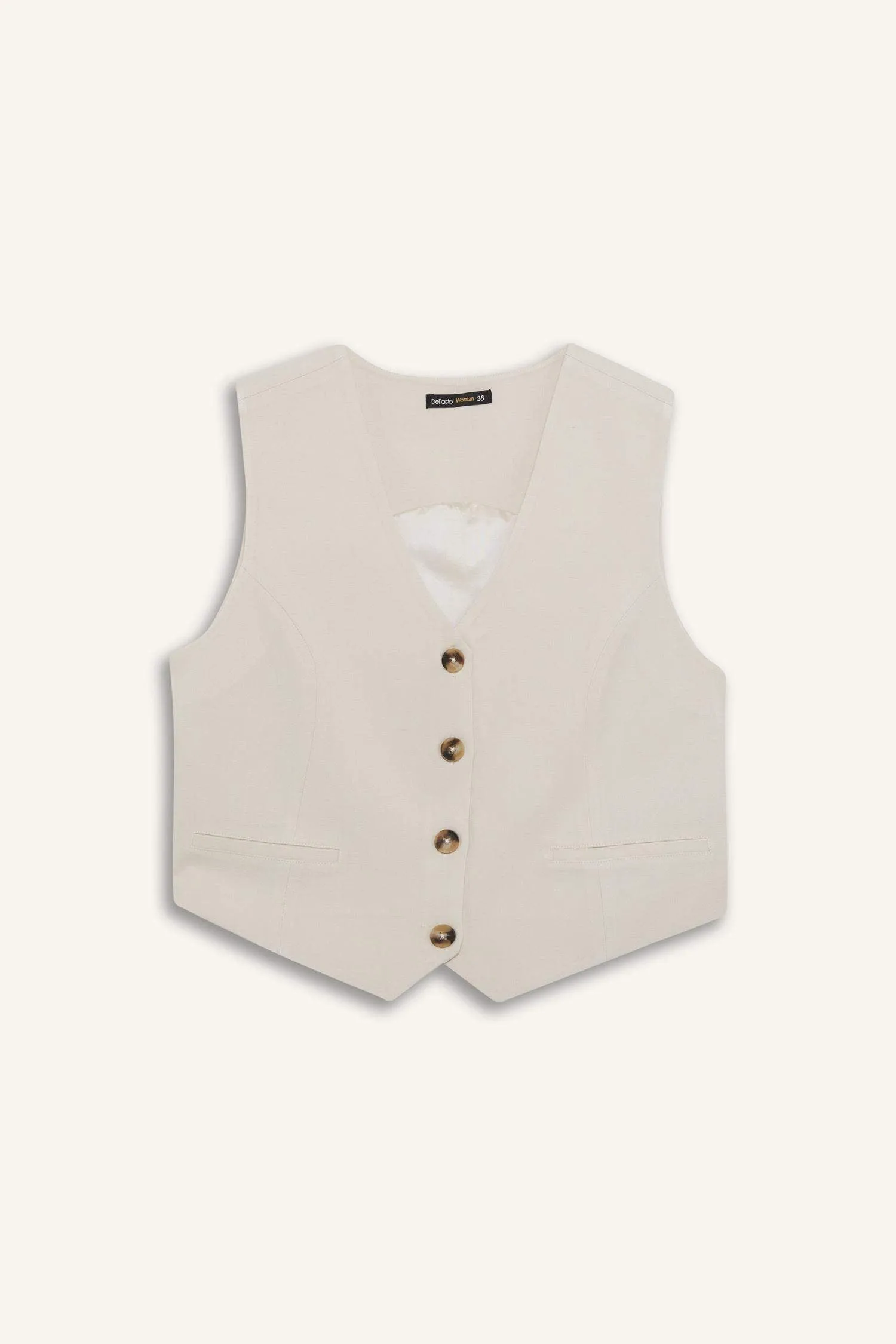 V Neck Linen Blend Vest
