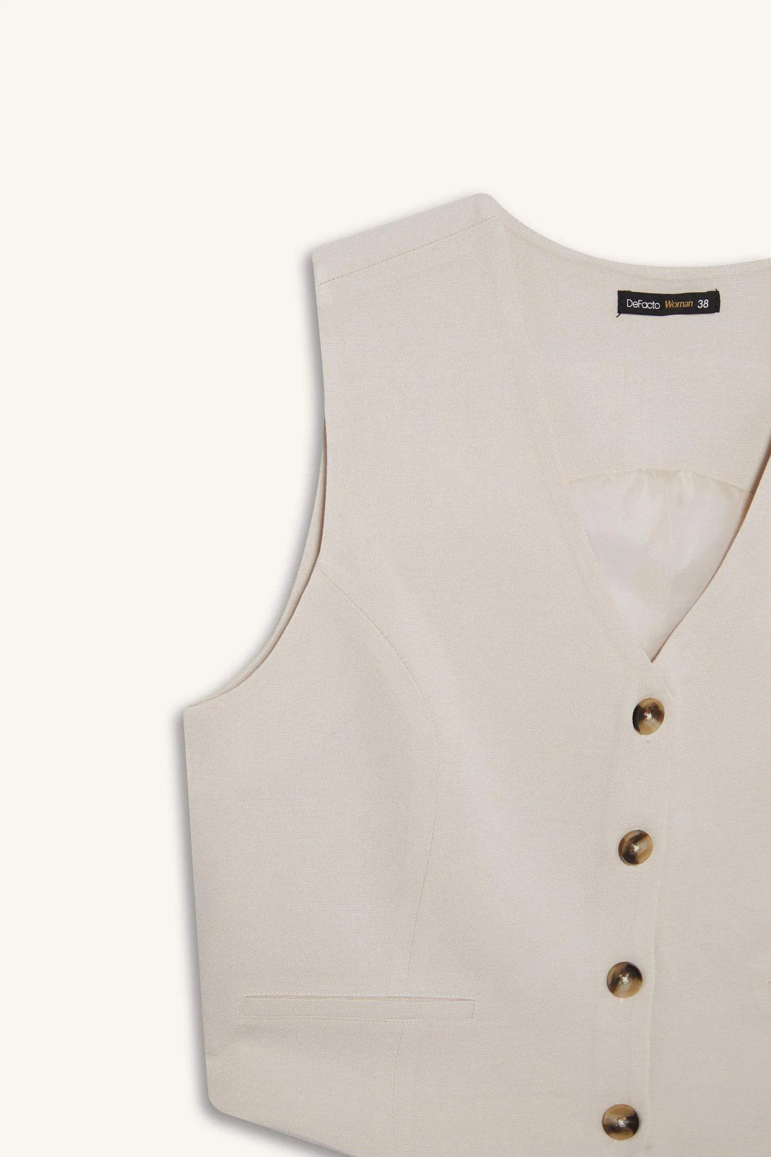 V Neck Linen Blend Vest