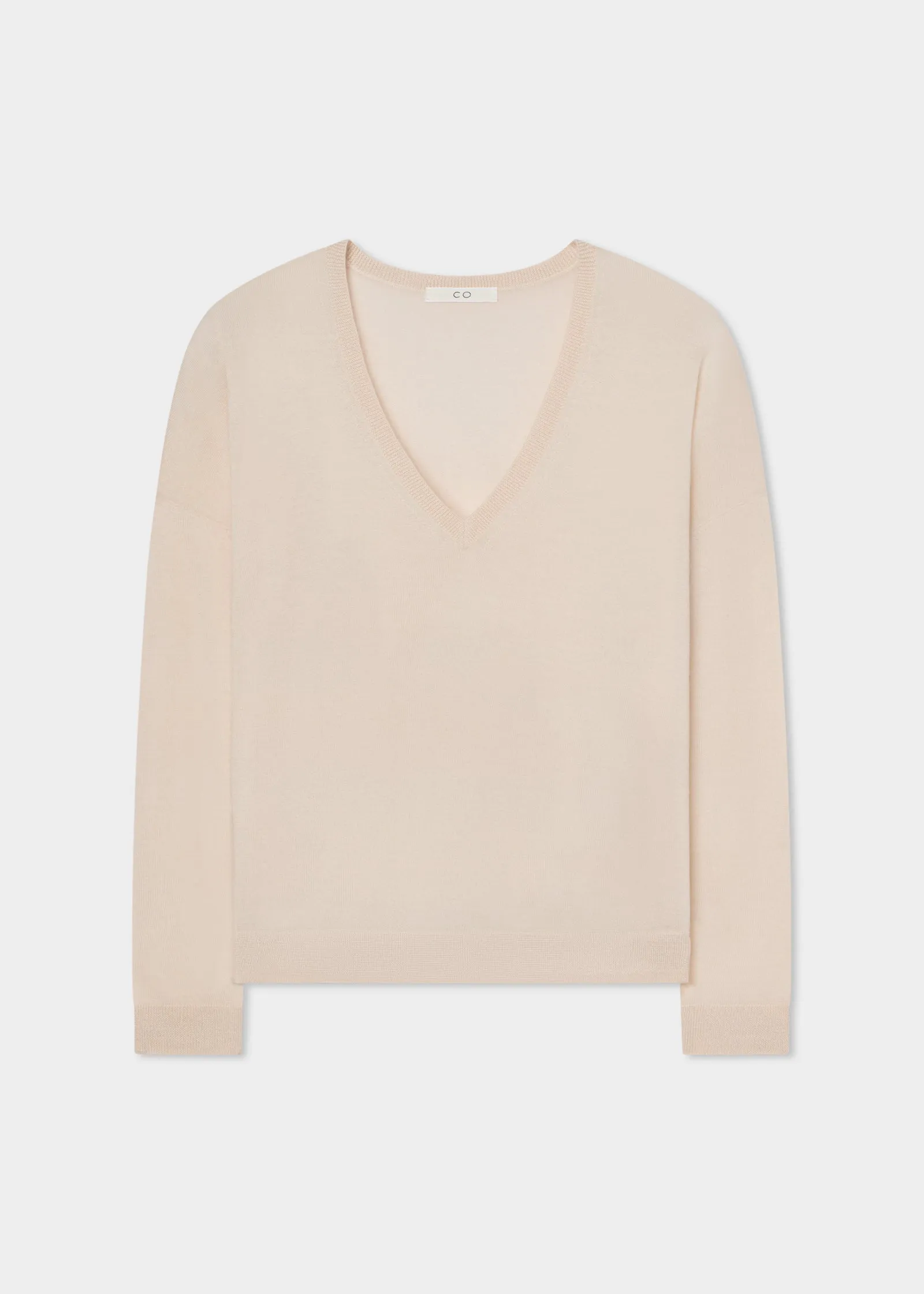 V-Neck Sweater in Fine Cashmere - Whisper Pink