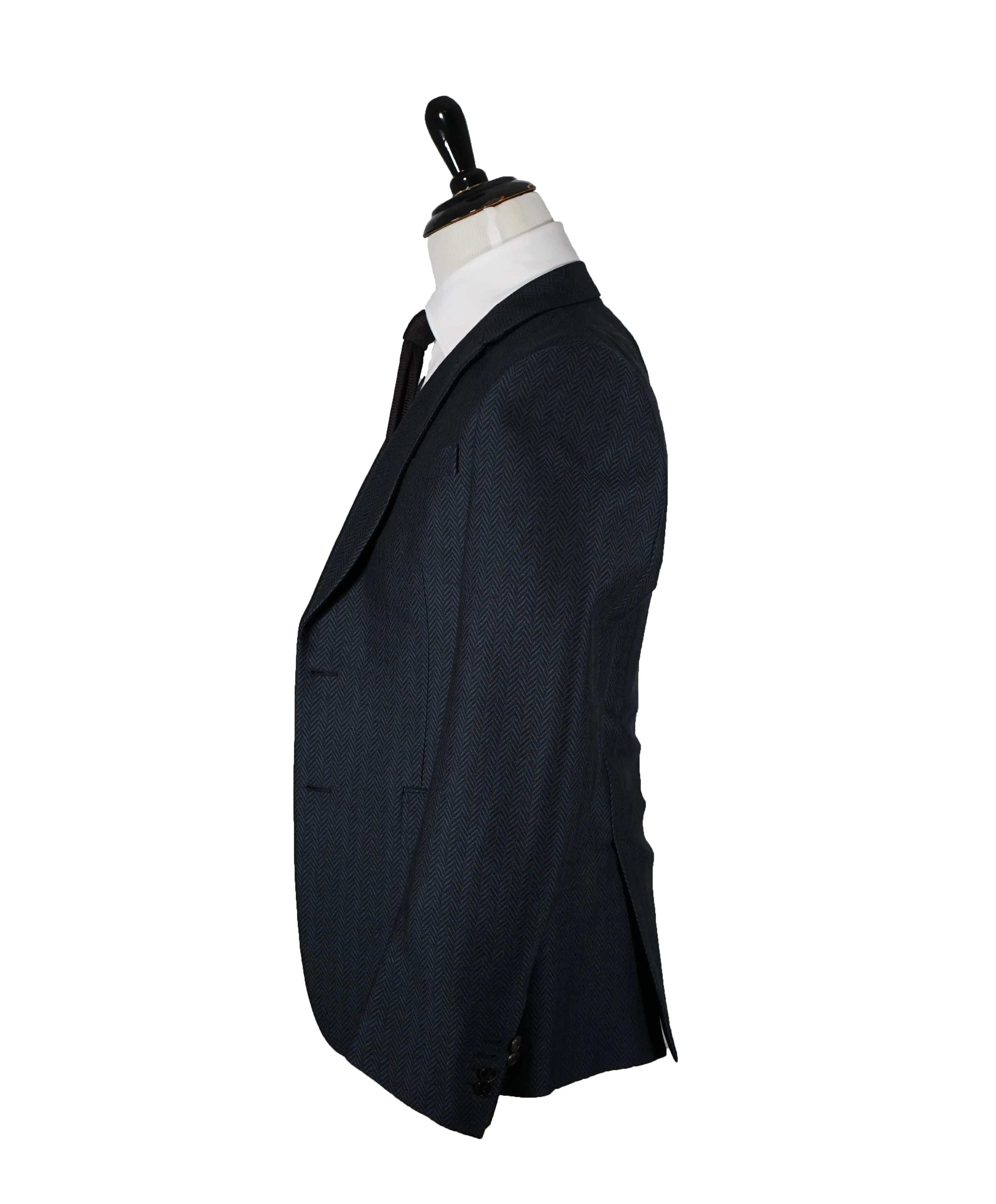 VALENTINO - Teal & Navy Wool/Silk Herringbone Blazer - 36R