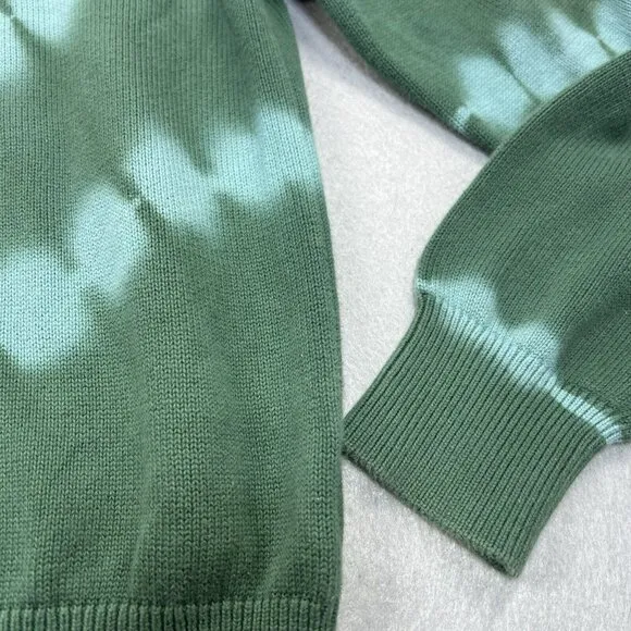 Veronica Beard Sweater Green Tie Dye Small Knit Pullover Crewneck Boho Hippie