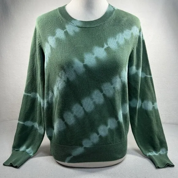 Veronica Beard Sweater Green Tie Dye Small Knit Pullover Crewneck Boho Hippie