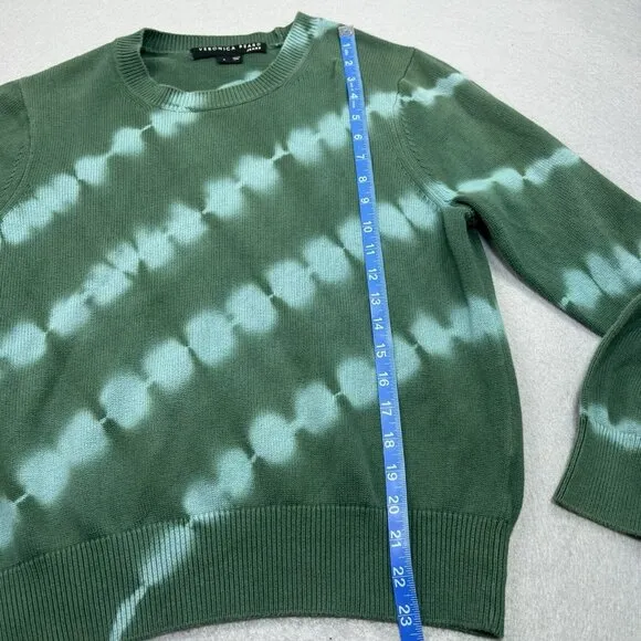 Veronica Beard Sweater Green Tie Dye Small Knit Pullover Crewneck Boho Hippie