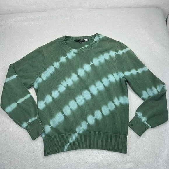Veronica Beard Sweater Green Tie Dye Small Knit Pullover Crewneck Boho Hippie