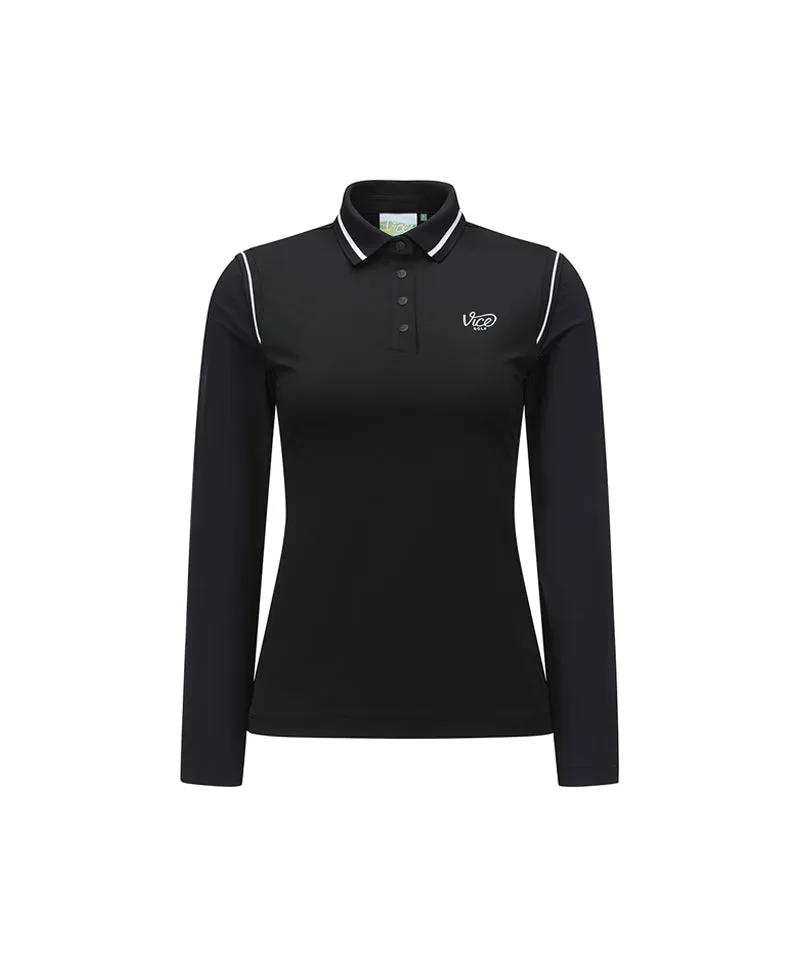 Vice Golf Atelier Women's Cooling Long Sleeve Polo T-Shirt - Black