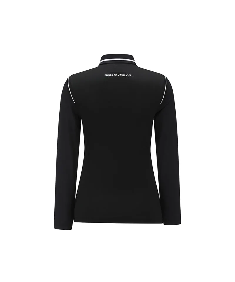Vice Golf Atelier Women's Cooling Long Sleeve Polo T-Shirt - Black