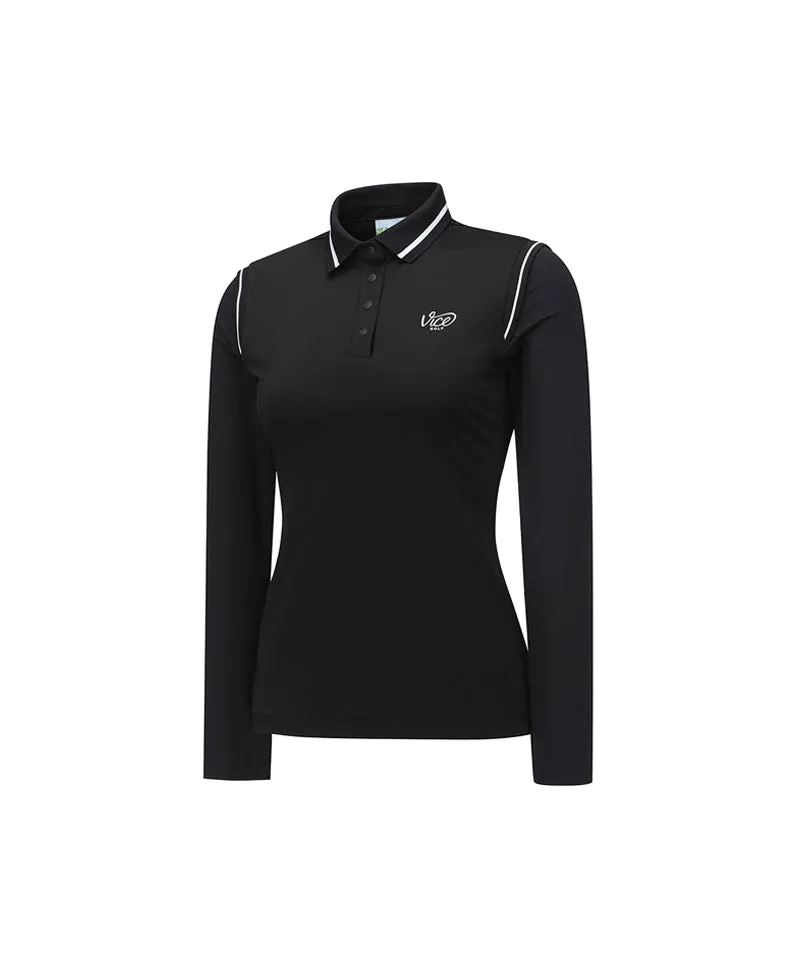 Vice Golf Atelier Women's Cooling Long Sleeve Polo T-Shirt - Black