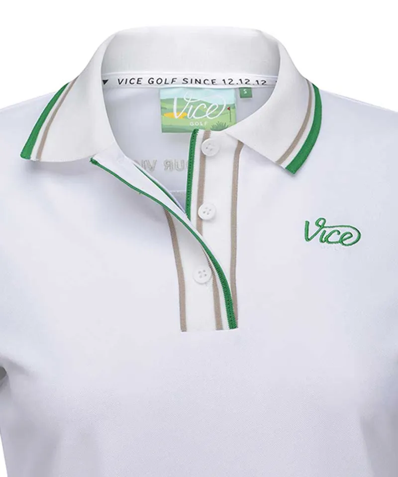 Vice Golf Atelier Women's Tipping Point Collared Long Sleeve T-Shirt - White