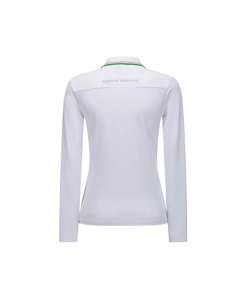 Vice Golf Atelier Women's Tipping Point Collared Long Sleeve T-Shirt - White