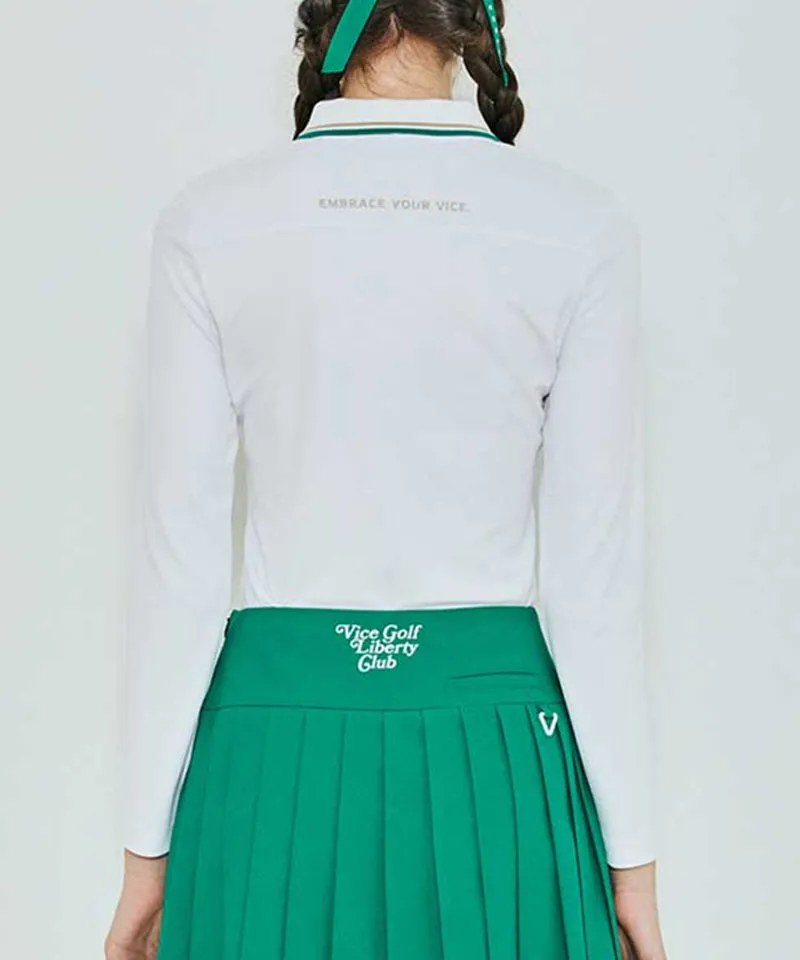 Vice Golf Atelier Women's Tipping Point Collared Long Sleeve T-Shirt - White