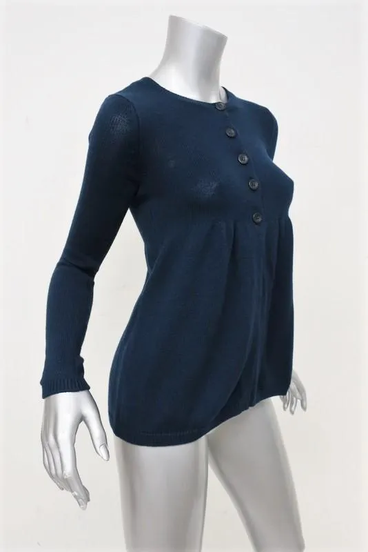 Vince Babydoll Cardigan Navy Cotton-Cashmere Sweater Size Extra Small NEW