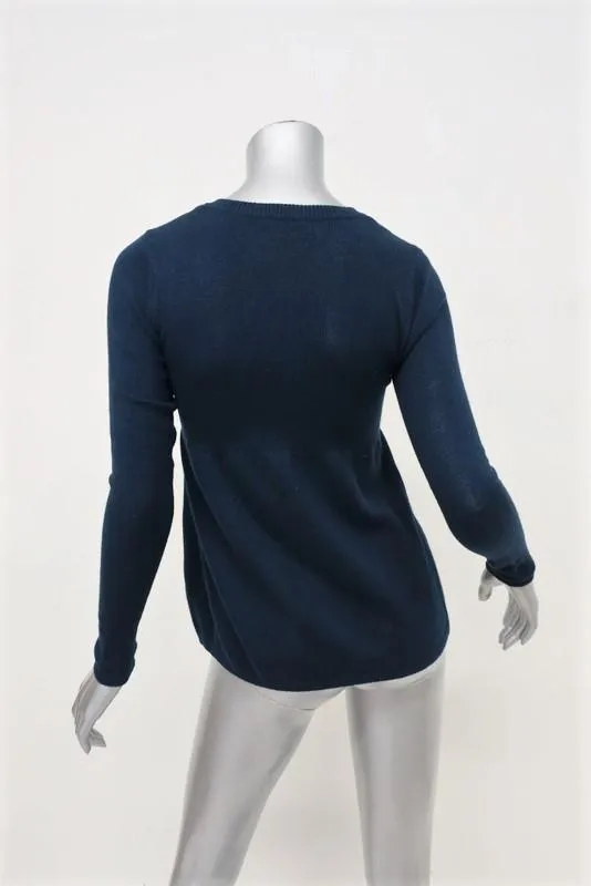 Vince Babydoll Cardigan Navy Cotton-Cashmere Sweater Size Extra Small NEW