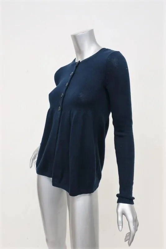 Vince Babydoll Cardigan Navy Cotton-Cashmere Sweater Size Extra Small NEW