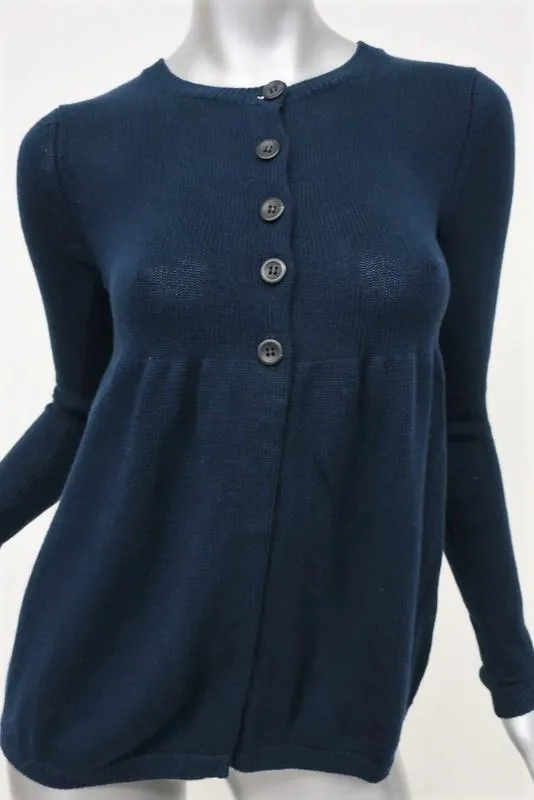 Vince Babydoll Cardigan Navy Cotton-Cashmere Sweater Size Extra Small NEW
