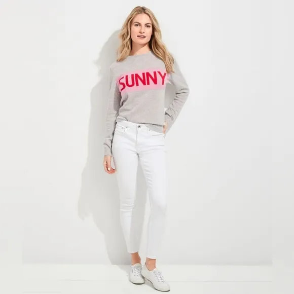 Vineyard Vines wool cashmere blend light grey pink red sweater size XS