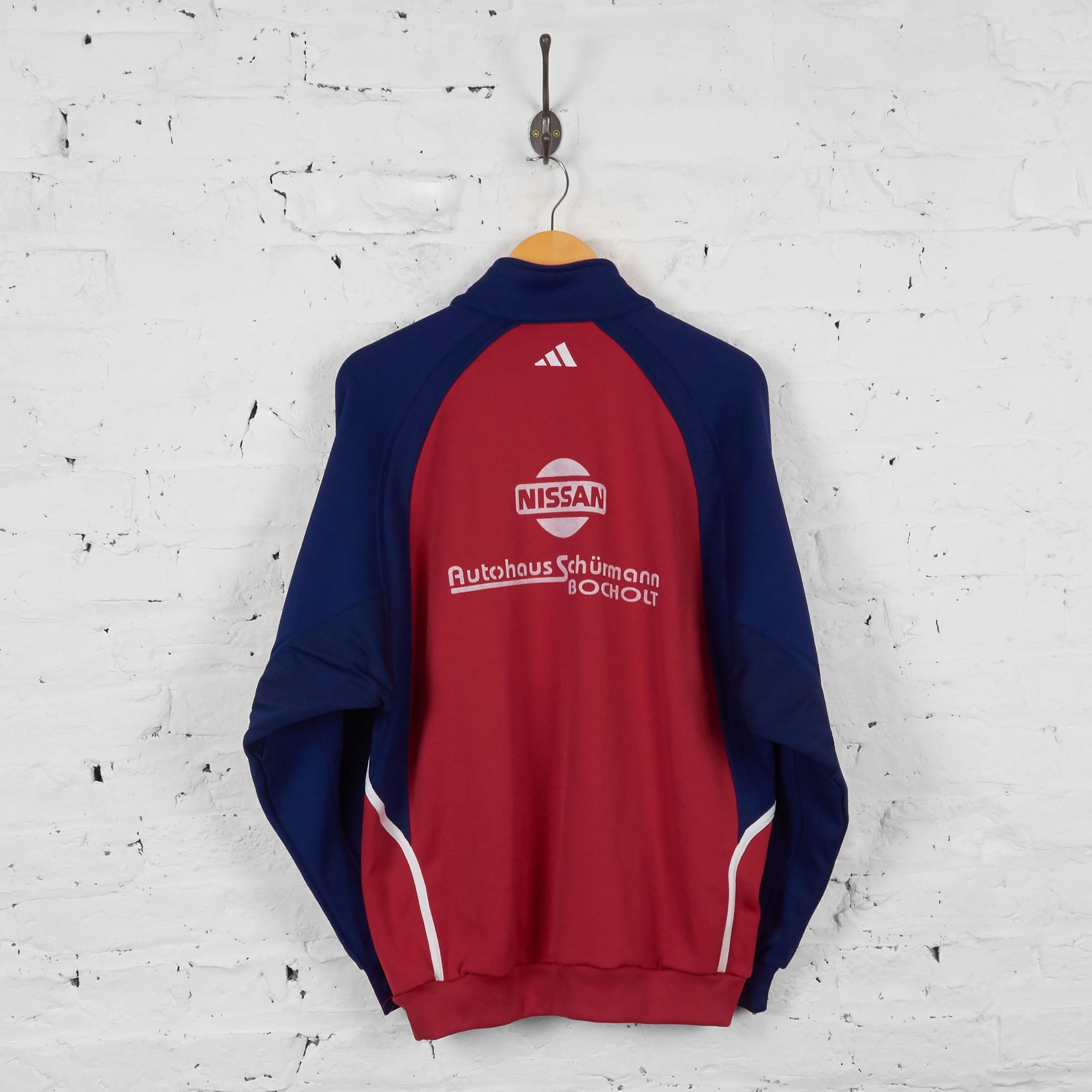 Vintage 1/4 Zip Up Adidas Sweatshirt Fleece - Red/Blue - L