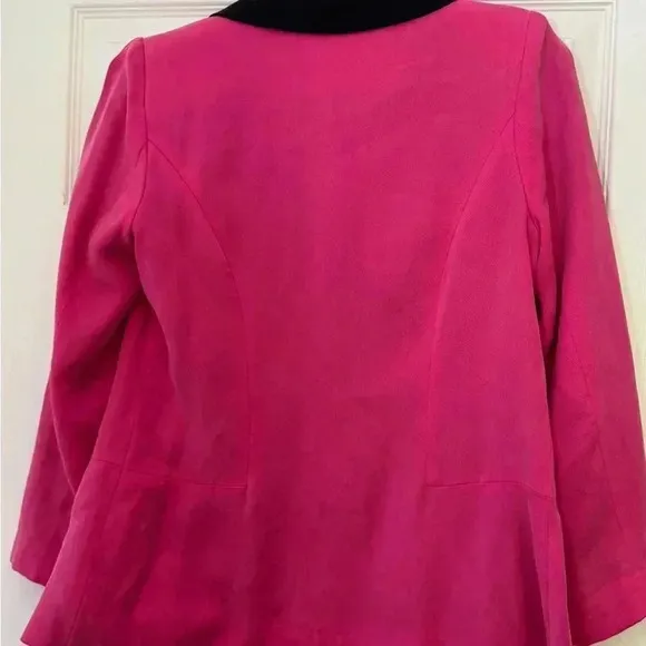 Vintage Ark &amp; Co Hot Pink Tencel Blazer with Black Contrast Collar - Size S