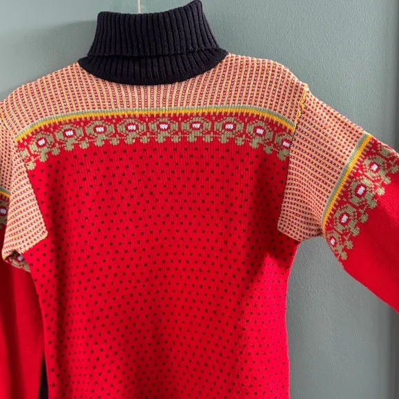 VINTAGE COLL AGEMAN sweater red turtleneck knit oversized S NAVY blue women’s