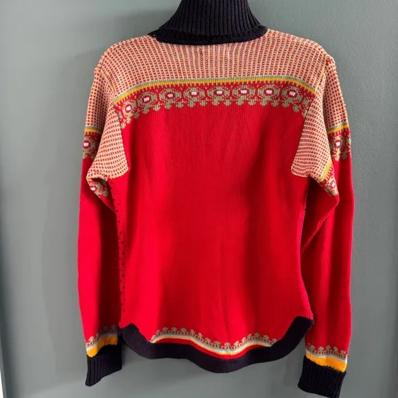 VINTAGE COLL AGEMAN sweater red turtleneck knit oversized S NAVY blue women’s