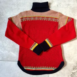 VINTAGE COLL AGEMAN sweater red turtleneck knit oversized S NAVY blue women’s
