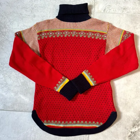 VINTAGE COLL AGEMAN sweater red turtleneck knit oversized S NAVY blue women’s