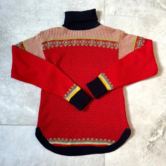 VINTAGE COLL AGEMAN sweater red turtleneck knit oversized S NAVY blue women’s