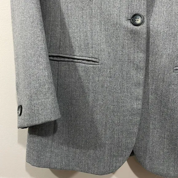 Vintage Liz Claiborne Collection Wool Single Button Gray Blazer Suit Jacket 10