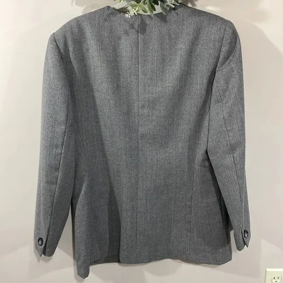 Vintage Liz Claiborne Collection Wool Single Button Gray Blazer Suit Jacket 10