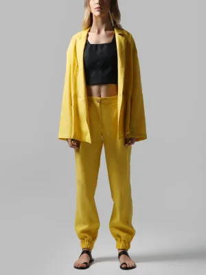 Visaltes Yellow Linen Oversized Suit