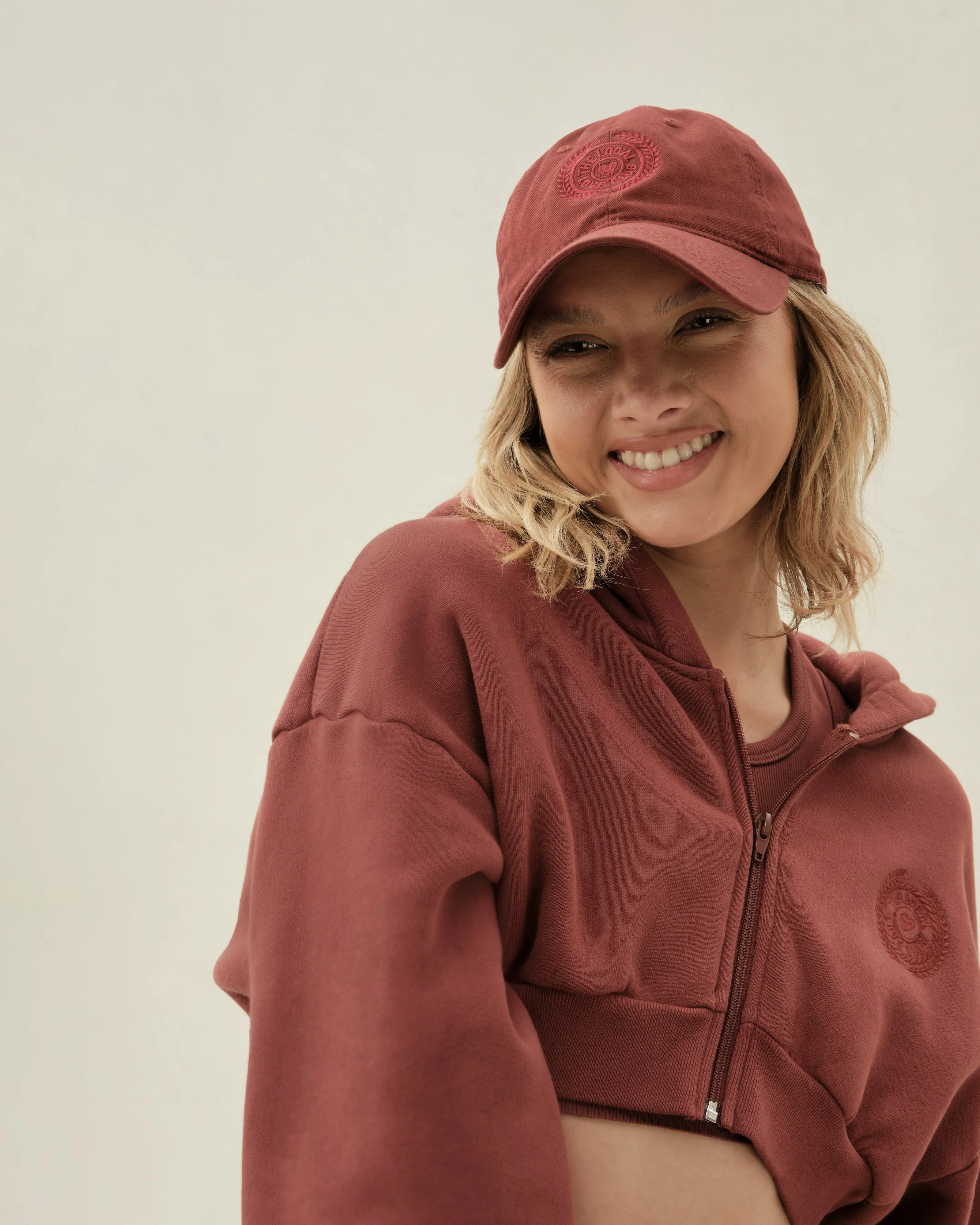 Vitals Cropped Zip in Brick Red