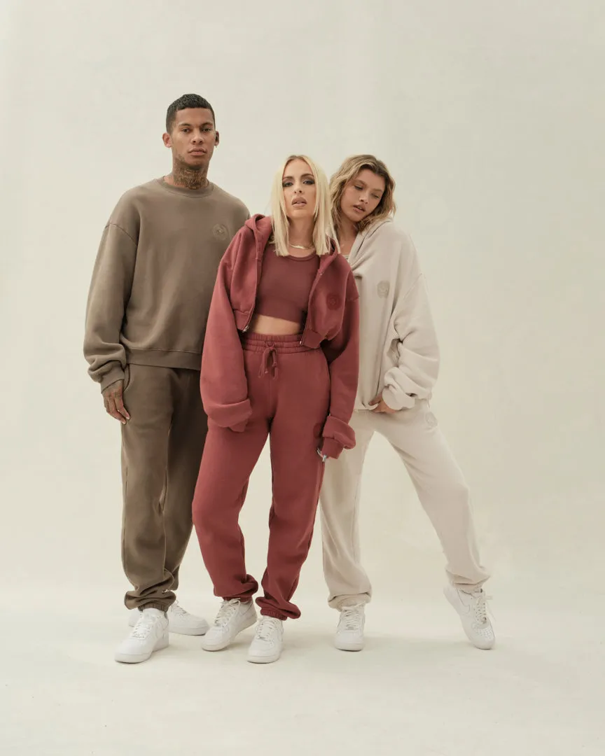 Vitals Cropped Zip in Brick Red