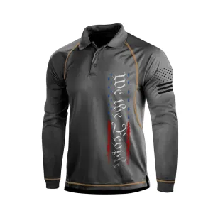 WE THE PEOPLE USA FLAG LONG SLEEVE POLO SHIRT